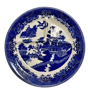 Vintage Blue Willow Divided Sectioned Grill Plate 10" IDEAL USA  Farmhouse Decor